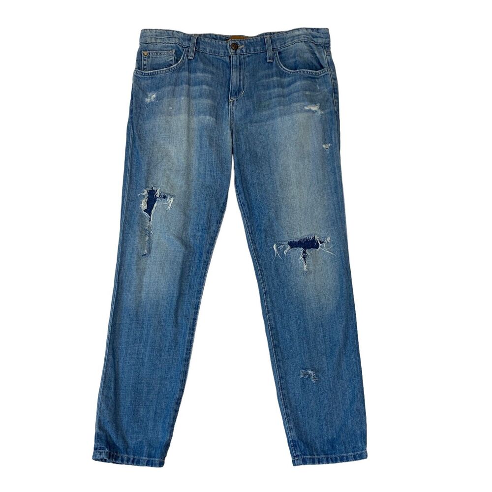 Joes Jeans Slouchy High Water Jeans Women 28 Cotton Linen Distressed Denim *READ